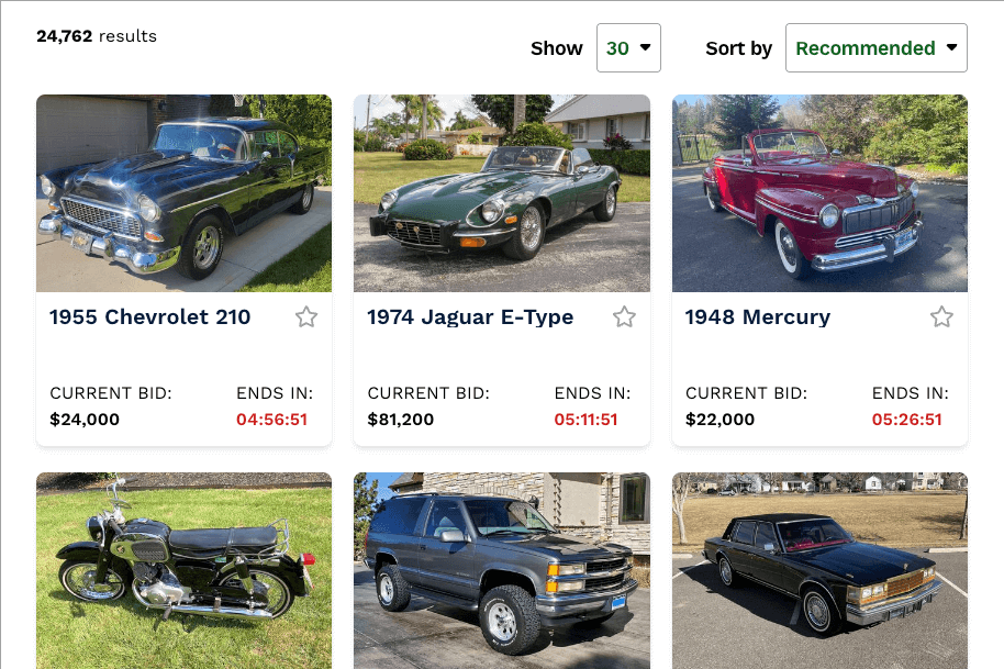 Hemmings Motor News classic car website for buying and selling collectible cars.